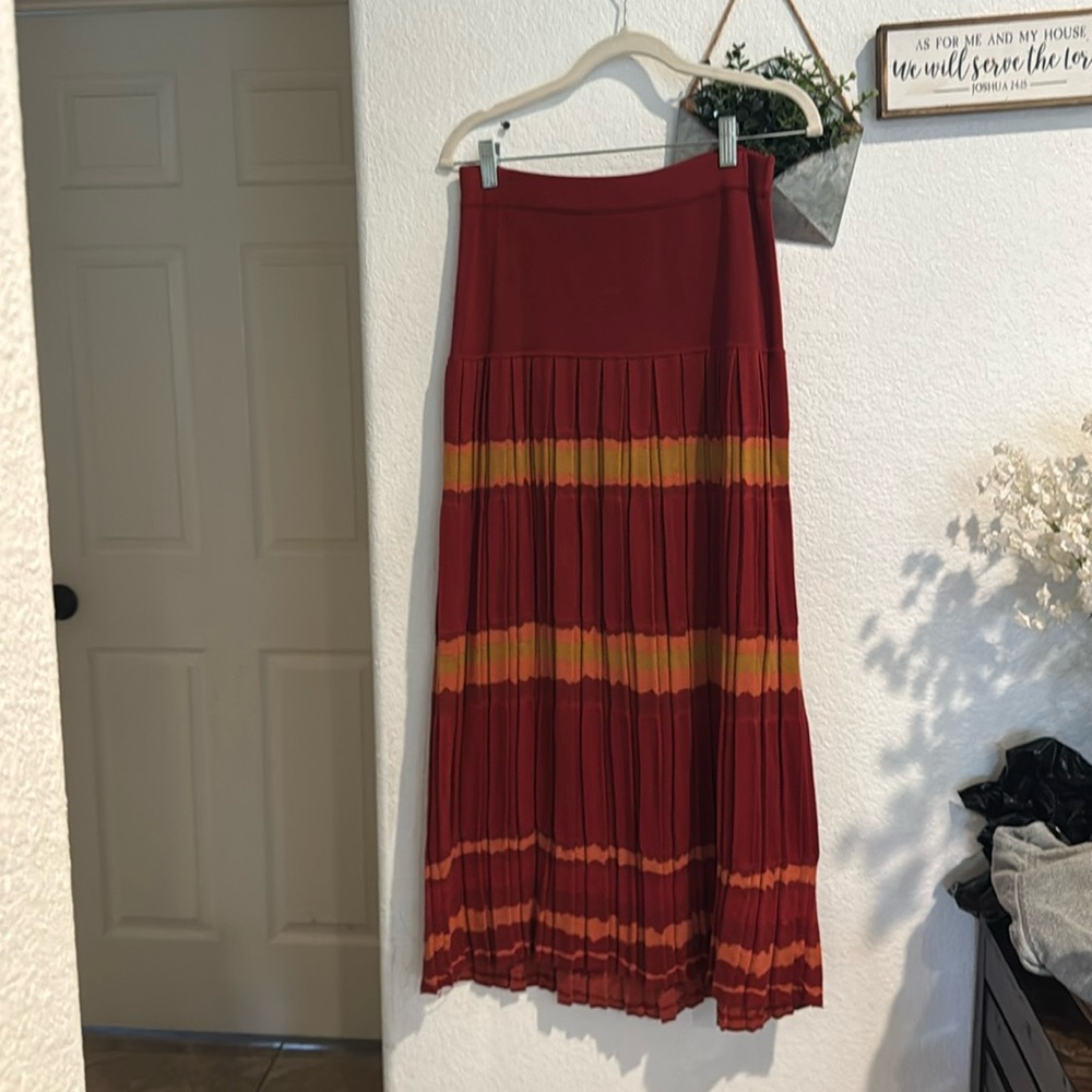 Peruvian Connection Drop Waist Striped Pima Cotton Made in Peru Skirt Size Small